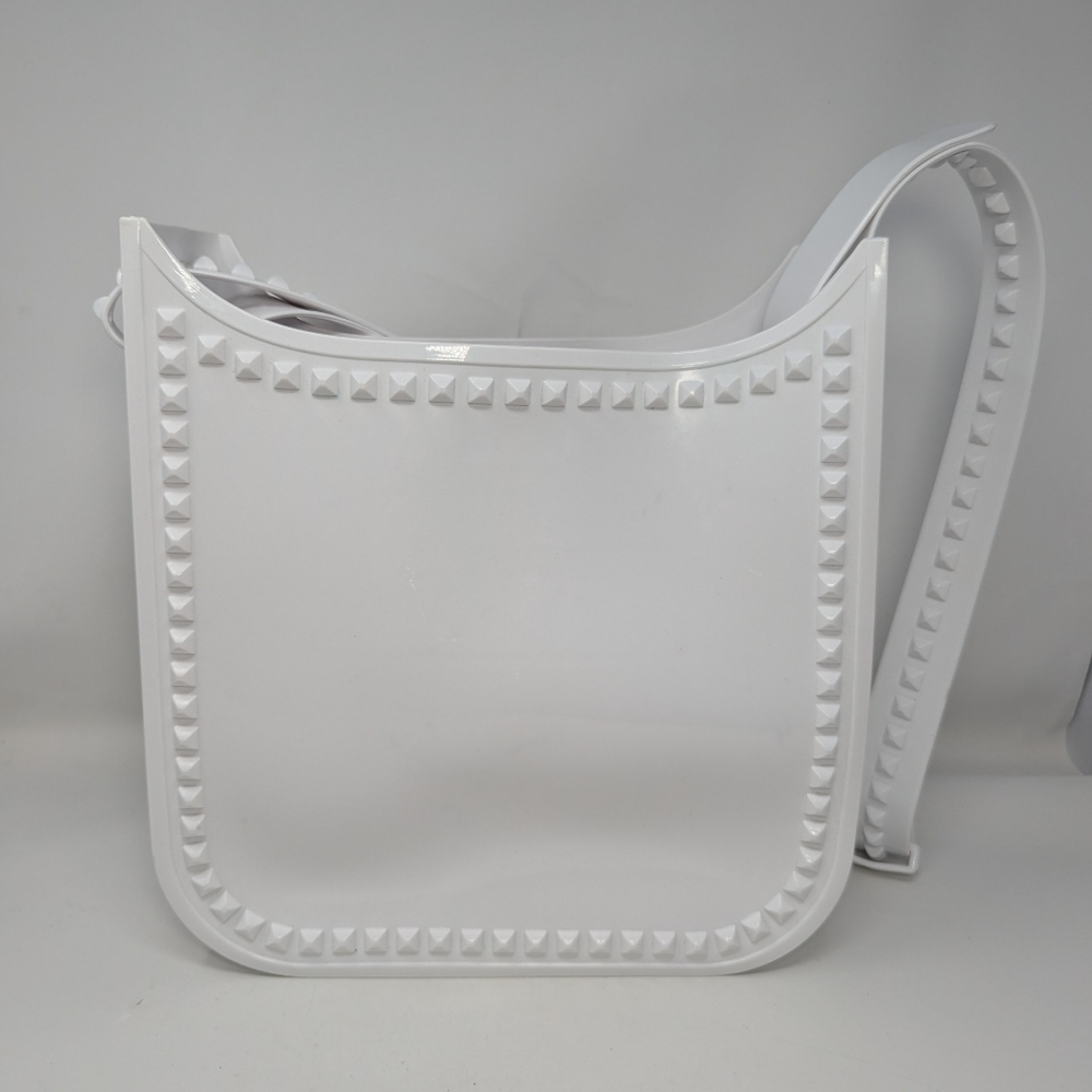 Carmen Sol Toni Mid Crossbody, White Studded Rubber
